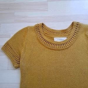 ⭐ Anthropologie Short Sleeve Sweater in Mustard